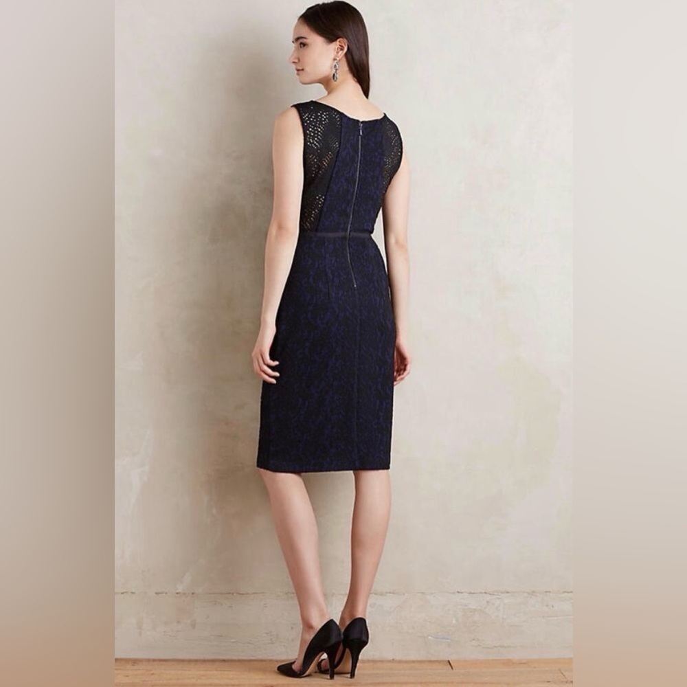 Anthropologie Blue and Black Moulinette Soeurs Larkin Sheath Dress, Size 8 - Picture 2 of 13